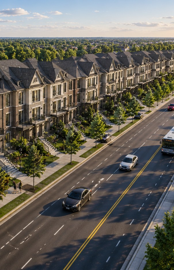 Bridgelands traditional two-storey townhomes, artist's concept